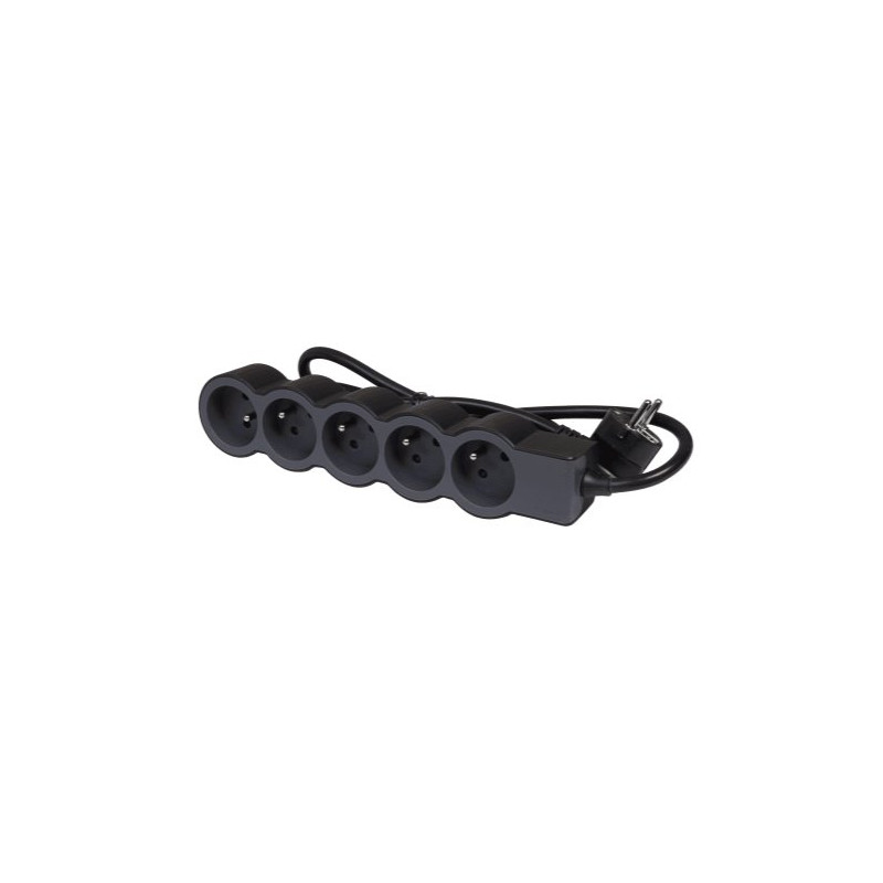 LEGRAND Revolution prodlužovací přívod 5x2P+T, kabel 3m, černo-šedá