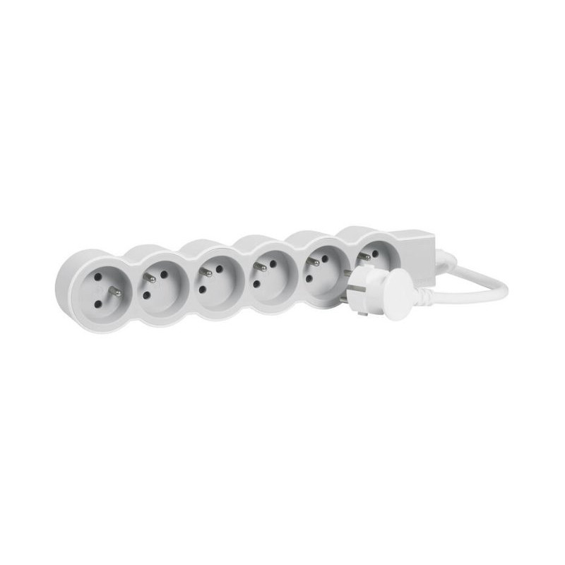 LEGRAND Revolution prodlužovací přívod 6x2P+T, kabel 3m, bílá-světlé šedá