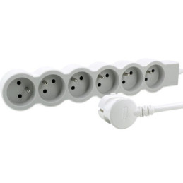 LEGRAND Revolution prodlužovací přívod 6x2P+T, kabel 3m, bílá-světlé šedá