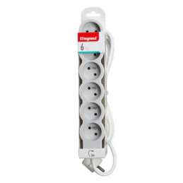 LEGRAND Revolution prodlužovací přívod 6x2P+T, kabel 3m, bílá-světlé šedá