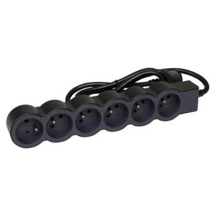 LEGRAND Revolution prodlužovací přívod 6x2P+T, kabel 3m, černo-šedá