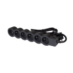 LEGRAND Revolution prodlužovací přívod 6x2P+T, kabel 3m, černo-šedá