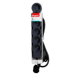 LEGRAND Revolution prodlužovací přívod 6x2P+T, kabel 3m, černo-šedá