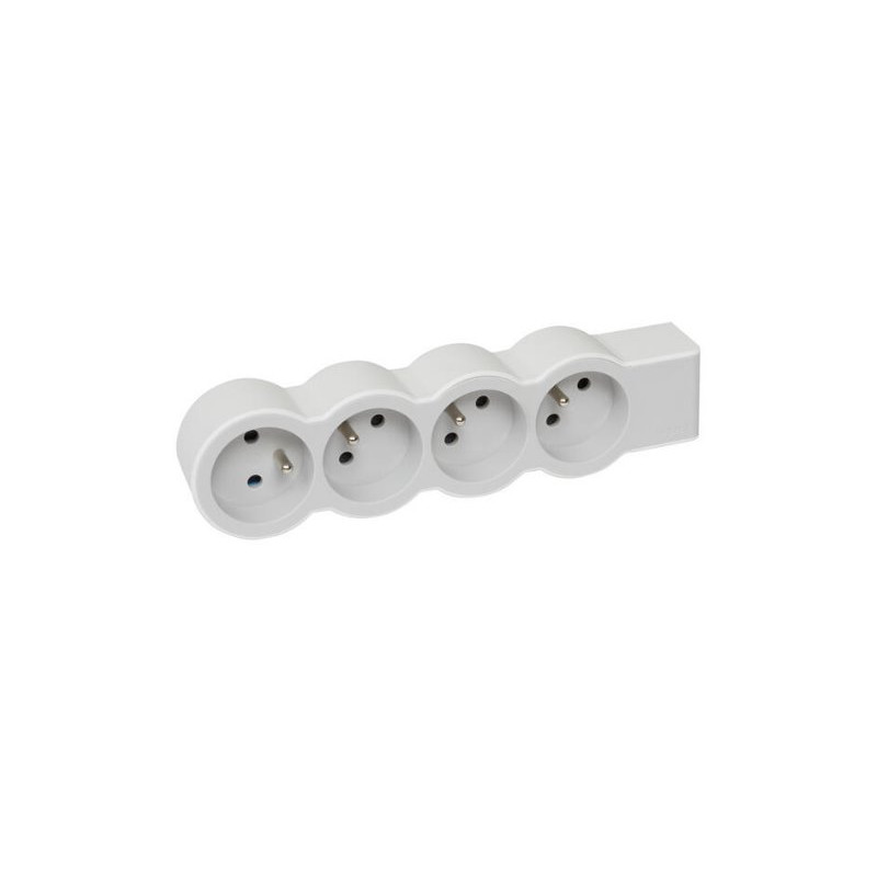 LEGRAND Revolution prodlužovací přívod 4x2P+T, bez kabelu, bílá-světlé šedá