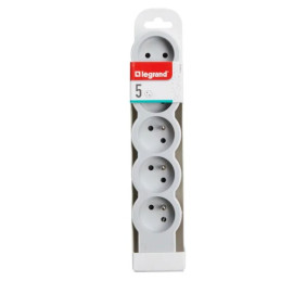 LEGRAND Revolution prodlužovací přívod 5x2P+T, bez kabelu, bílá-světlé šedá