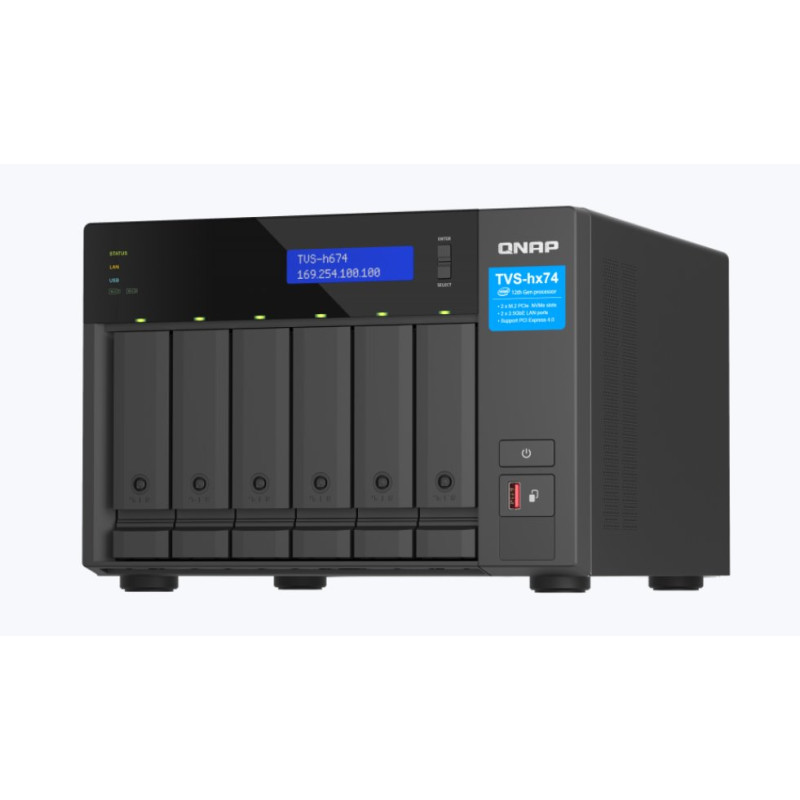 QNAP 6-bay TVS-h674-i5-32G (Core i5 4,4GHz, 32GB DDR4, 6x 3,5", 2x M.2 PCIe Gen4, 2x 2,5GbE)