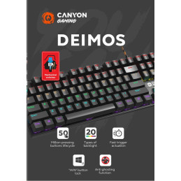 CANYON Herní klávesnice DEIMOS GK-4 CZ/SK, drátová, mechanická, nastavitelné LED podsvícení, 104 kláves