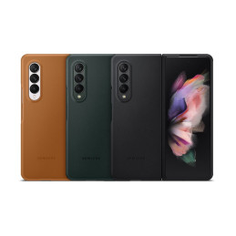Samsung Kožený zadný kryt Z Fold3 čierny