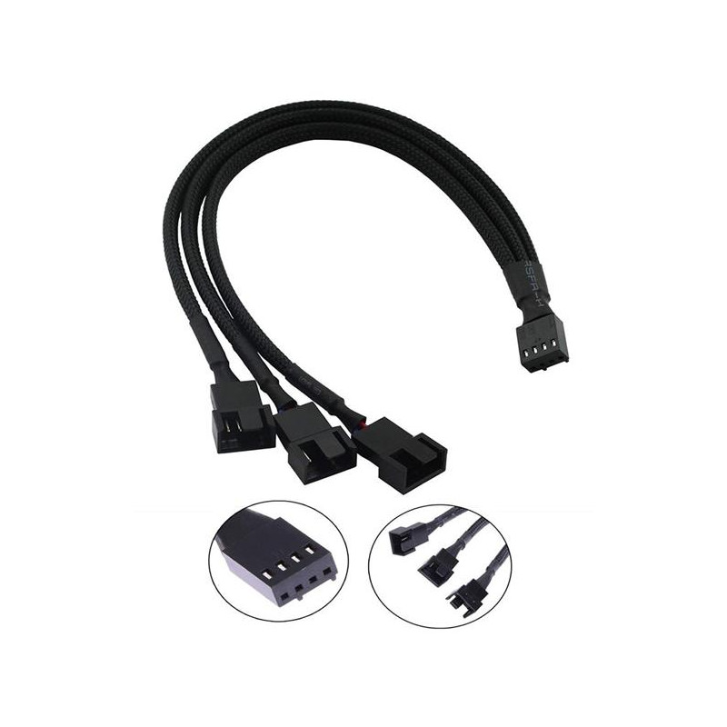 1stCOOL Fan PWM splitter, rozbočovač pre ventilátory 1x 4pin PWM na 3x 4pin PWM
