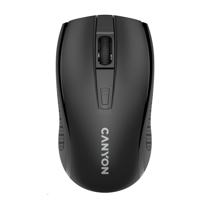 CANYON myš optická bezdrátová MW-7, nastavitelné rozlišení 800/1200/1600 dpi, 4 tl, USB dongle, 1xAA, černá