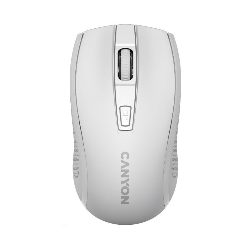 CANYON myš optická bezdrátová MW-7, nastavitelné rozlišení 800/1200/1600 dpi, 4 tl, USB dongle, 1xAA, bílá