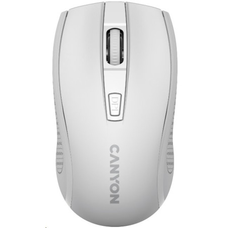 CANYON myš optická bezdrátová MW-7, nastavitelné rozlišení 800/1200/1600 dpi, 4 tl, USB dongle, 1xAA, bílá