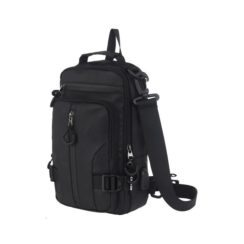 CANYON CB-1 batoh, 29 x 16 x 9cm, 3.5L, USB-A port, 3+3 kapsy, 2 interní přepážky, dešti odolný, černý