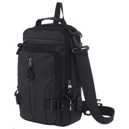 CANYON CB-1 batoh, 29 x 16 x 9cm, 3.5L, USB-A port, 3+3 kapsy, 2 interní přepážky, dešti odolný, černý
