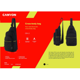 CANYON CB-2 batoh, 35 x 17 x 7cm, 3.5L, 3+2 kapsy, dešti odolný, černý