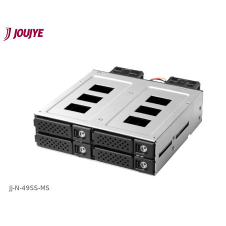 Jou Jye Backplane SATA3/SAS3 4x 2,5"HDD do 5,25" RoHS, 2x fan, 1x minisasHD (SFF-8643), SATA power