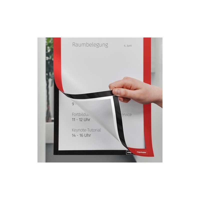Magnetoplan Magnetofix selbstklebender Magnetrahmen A4 rot (2Stk)