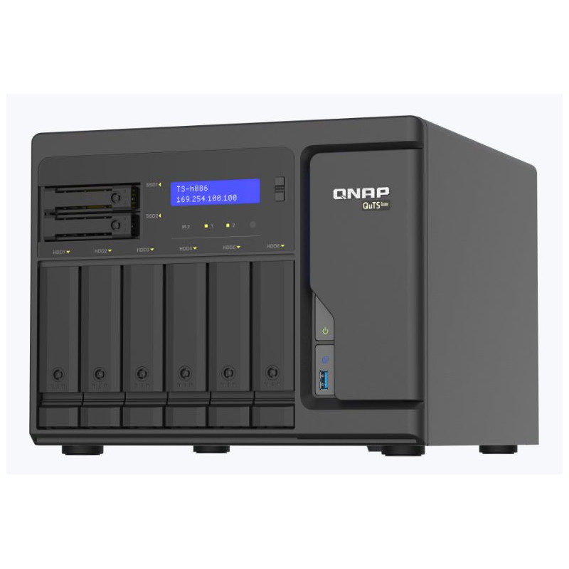 QNAP TS-h886-D1602-8G (Xeon 3,2GHz, ZFS, 8GB ECC RAM, 6x3,5"+2x 2,5", 2xPCIe, 4x 2,5GbE, 2xM.2 NVMe)