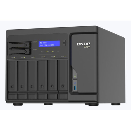 QNAP TS-h886-D1602-8G (Xeon 3,2GHz, ZFS, 8GB ECC RAM, 6x3,5"+2x 2,5", 2xPCIe, 4x 2,5GbE, 2xM.2 NVMe)