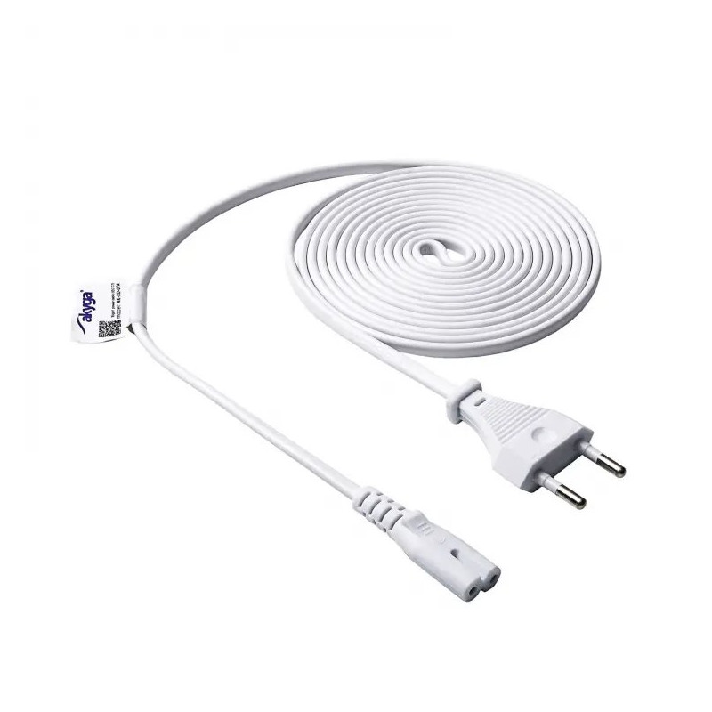 Akyga napájecí kabel 3m/250V/CEE 7/16 na IEC C7/2x0.5mmm2 - bílá