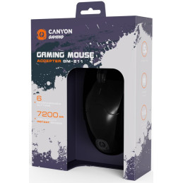 CANYON Herní drátová myš ACCEPTER GM-211, optická, RGB, až 7200 DPI, 6tl. programovatelných, černá