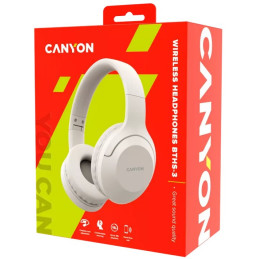 CANYON headset BTHS-3, USB-C, BT V5.1 JL6956, baterie 300mAh až 15h, 20Hz-20KHz, béžová (slonová kost)