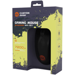 CANYON Herní drátová myš SHADDER GM-321, optická, RGB, až 7200 DPI, 6tl. programovatelných, černá