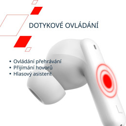 Bezdrátová stereo sluchátka True wireless TWS-8, bílá