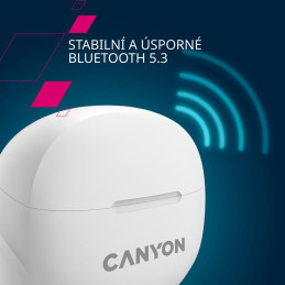 Bezdrátová stereo sluchátka True wireless TWS-8, bílá