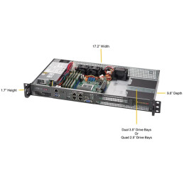 SUPERMICRO 1U server Epyc 3251(8C/16T), 4x RDIMM, 2x3.5 /4x2.5(opt) SATA3, 4x1GbT, 200W, IPMI