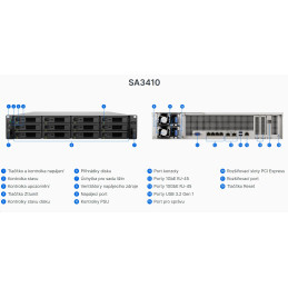 Synology SA3610 12-bay NAS, rack 2U, Intel Xeon D-1567, 16GB ECC, 2x PCIe, SAS/SATA, 2/4x 10/1GbE, eSATA, 2x zdroj