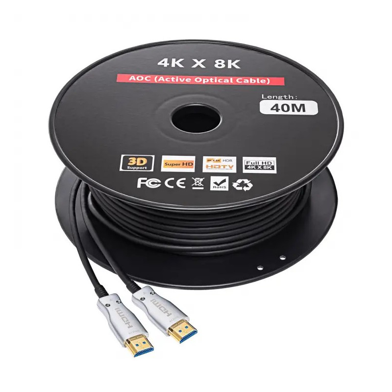 Akyga Kabel HDMI 2.1 (M), optický AOC 48Gbps 8K, černý 40m