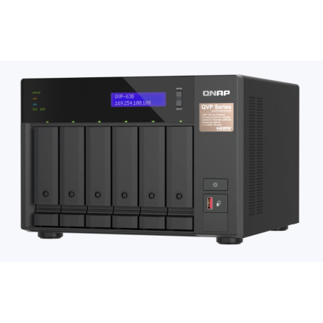 QNAP NVR QVP-63B (4core 4,3GHz, 16GB RAM, 6xSATA, 2xGbE, 2xM.2 NVMe Gen4, 2xPCIe, kamery: 8 (max 36)