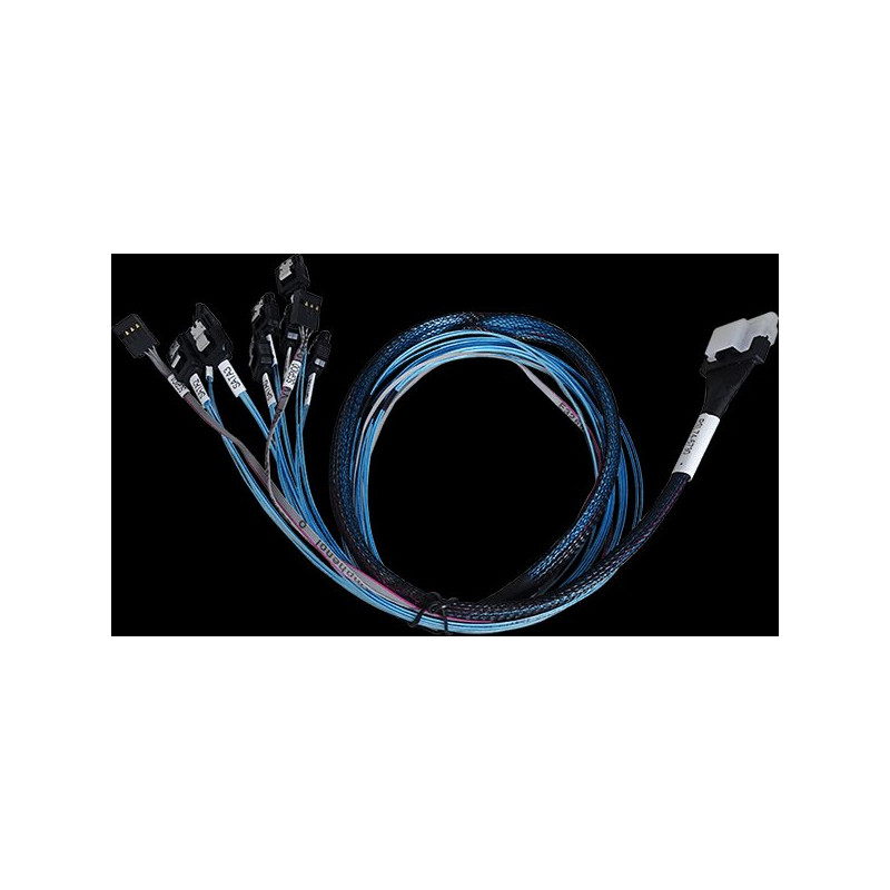 ARECA int. SlimlineSAS x8 SFF-8654 straight to 8x SATA + 2x sideband cable, 75cm