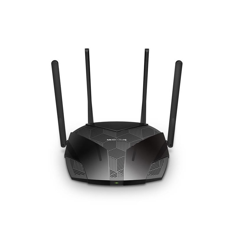 AX1800 Dual-Band Wi-Fi 6 Router SPEED: 574 Mbps at 2.4 GHz + 1201 Mbps at 5 GHz SPEC: 4× Fixed External Antennas, 3× Gig