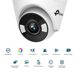 4MP Full-Color Turret Network Camera SPEC:H.265+/H.265/H.264+/H.264, 1/3" Progressive Scan CMOS, Color/0.04 Lux@F1.6, 0