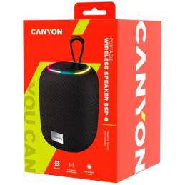 CANYON reproduktor BSP-8, RGB, BT V5.2, BLUETRUM AB5362B, 1x10W, USB-C, USB-A, microSD, AUX, černá