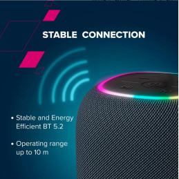 CANYON reproduktor BSP-8, RGB, BT V5.2, BLUETRUM AB5362B, 1x10W, USB-C, USB-A, microSD, AUX, černá