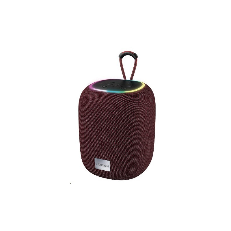 CANYON reproduktor BSP-8, RGB, BT V5.2, BLUETRUM AB5362B, 1x10W, USB-C, USB-A, microSD, AUX, červená