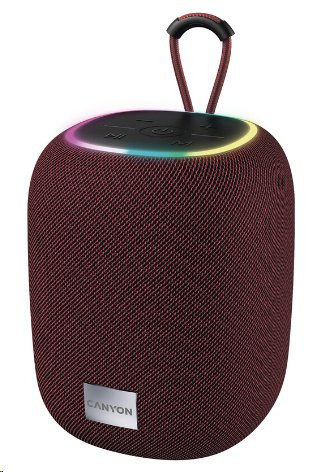 CANYON reproduktor BSP-8, RGB, BT V5.2, BLUETRUM AB5362B, 1x10W, USB-C, USB-A, microSD, AUX, červená