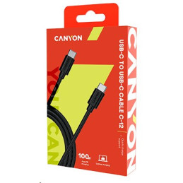 CANYON kabel UC-12, USB-C – USB-C (100W, 20V/5A) 2m, bílá