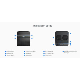 Synology DiskStation DS423, 4-bay NAS, CPU QC Realtec RTD1296B 64 bit, RAM 2GB, 2x USB 3.2, 2x GLAN