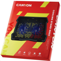 CANYON Chladící podstavec NS03 pro notebook 10-15.6", LED podsvícení, 2x ventilátor, 340x265x30mm