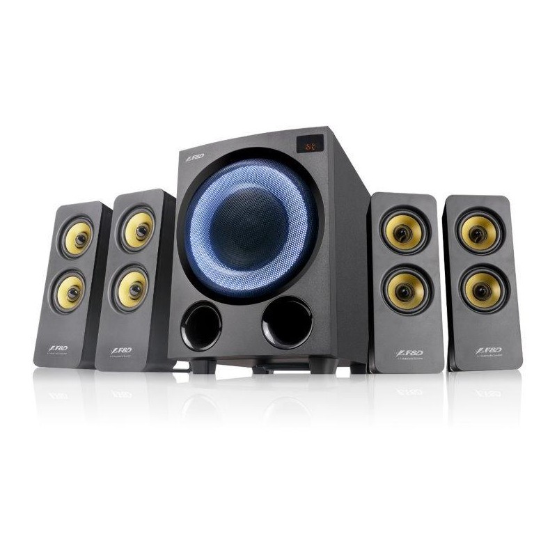 POŠKOZENÝ OBAL - FENDA F&D repro F7700X/ 4.1/ 80W/ černé s RGB/ BT5.0/ FM rádio/ USB přehrávání/ optický vstup/ dálkové ovládá..