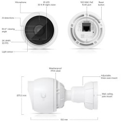 Ubiquiti IP kamera UniFi Protect UVC-G5-Bullet, outdoor, 4Mpx, IR, PoE napájení, LAN 100Mb