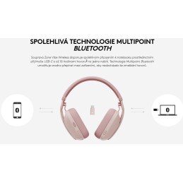 Logitech Zone Vibe Wireless MS bluetooth headset - ROSE - EMEA