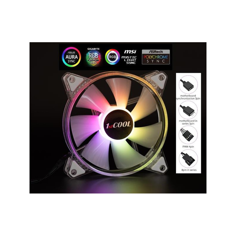 1stCOOL AURA EVO ARGB PWM Crystal 120mm transparentný ventilátor