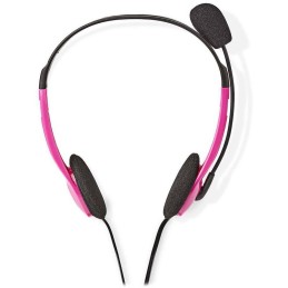 NEDIS headset CHST100PK/ drátová sluchátka + mikrofon/ 2x 3,5 mm jack/ kabel 2 m/ růžový