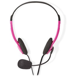 NEDIS headset CHST100PK/ drátová sluchátka + mikrofon/ 2x 3,5 mm jack/ kabel 2 m/ růžový