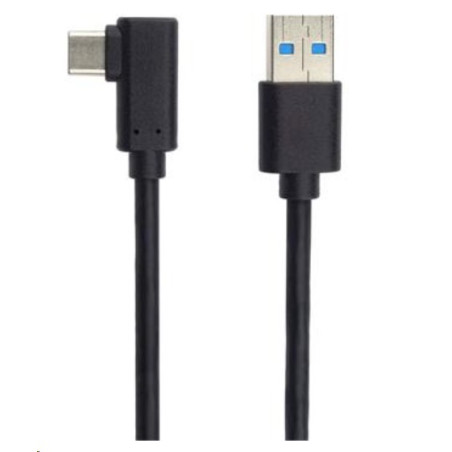PremiumCord Kabel USB typ C/M zahnutý konektor 90° - USB 3.0 A/M, 50cm